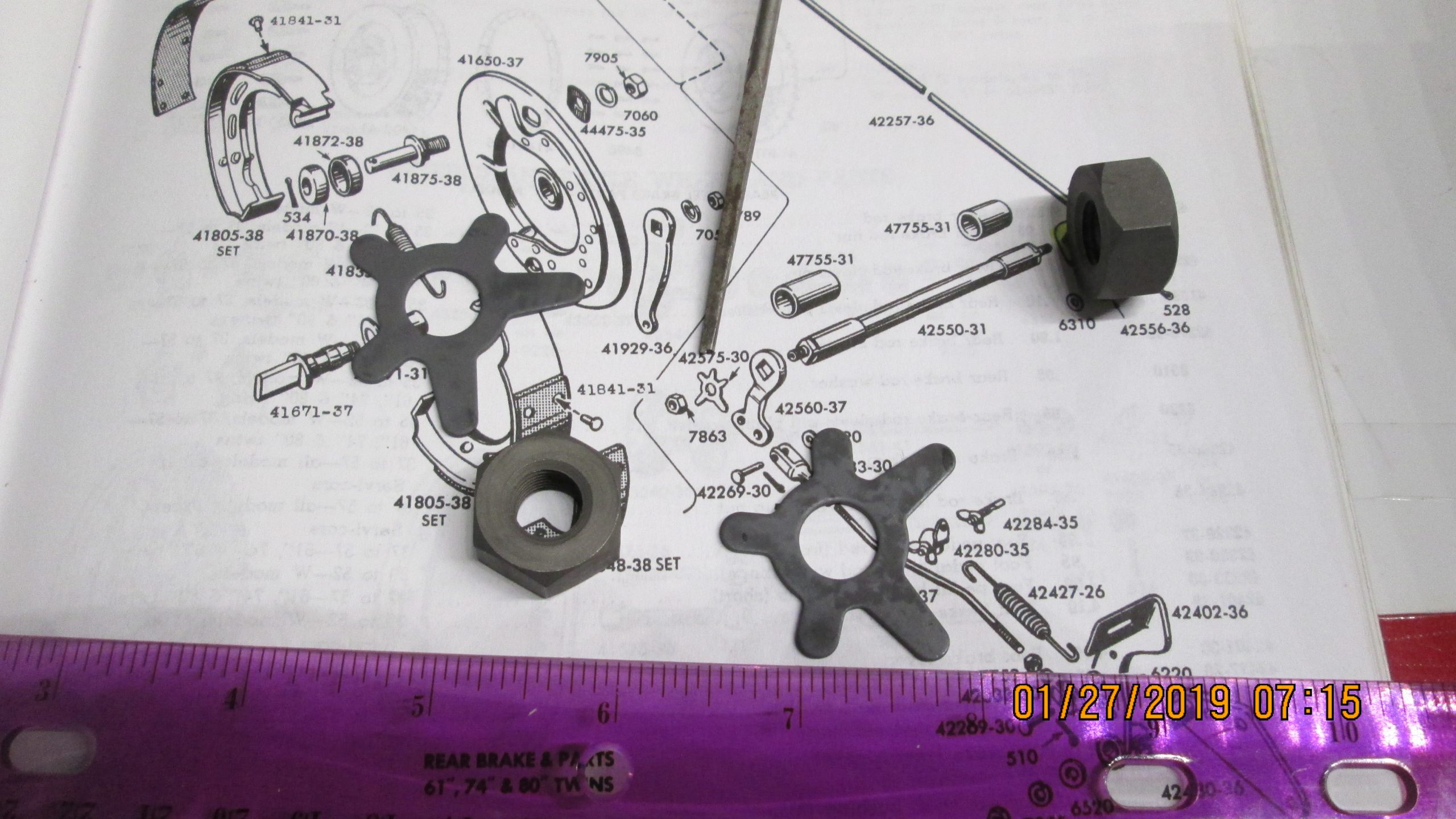 Harley Knucklehead,Panhead Parkerized Brake Shaft Nut and Lock Kit 1936-57. - Image 4