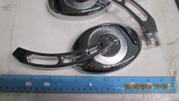 Universal Chrome Large Oval Style Mirrors with Curve Stems - Image 3