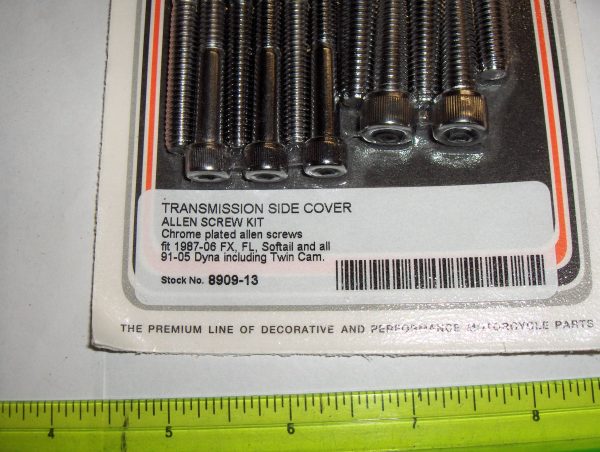 Harley FX,FL Softail Chrome Transmission Side Cover Allen Screw Kit. 1987-06 - Image 2