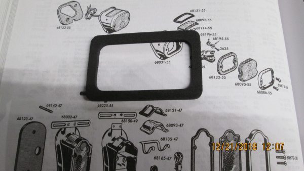 Harley Flathead,Knuckle,Pan Tombstone Tailight Clear Lens Gasket 1947-54. P/N 68121-47