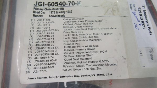 Harley Shovelhead Primary Cover Gasket Set and Seals*JAMES* 1970-E80. P/N 60540-70 - Image 3