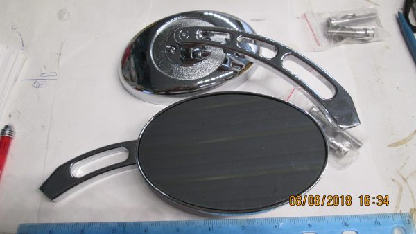 Universal Chrome Large Oval Style Mirrors with Curve Stems - Image 2