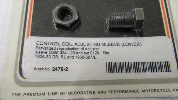 Harley DR,DL,VL Control Coil Adjusting Sleeve & Nut 1929-36 P/N 3341-29