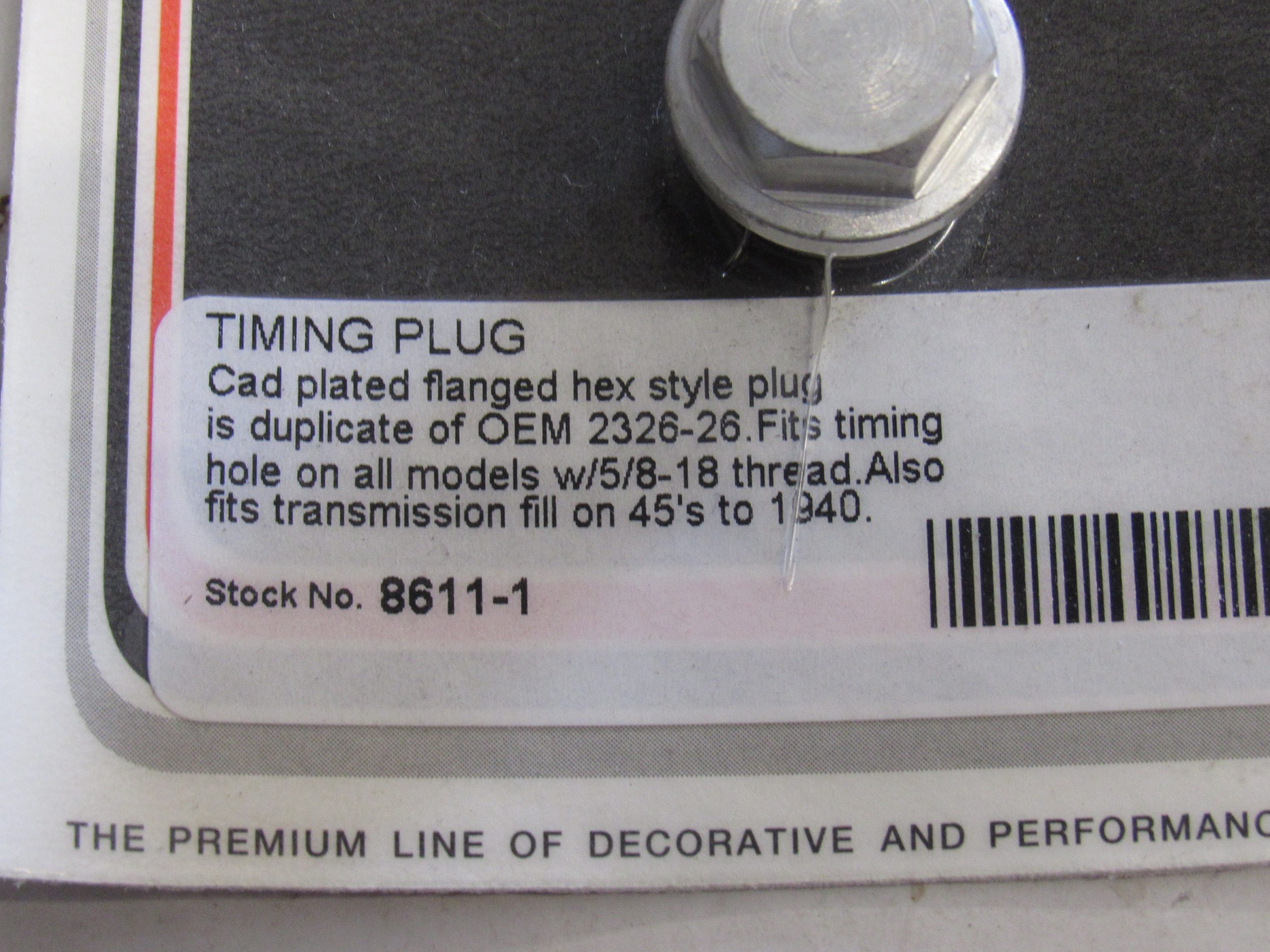 Harley J,JD,VL Knucklehead Timing Plug..1926-38 P/N 2326-26