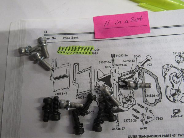 Harley 45 Flathead Solo and Servi-car Tranny Cover Screw Kit 1935-63 - Image 3