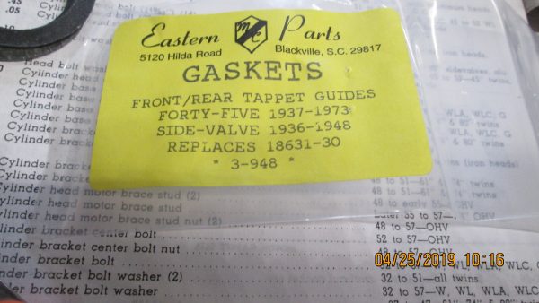 Harley 45,Big Twin Flathead, Servi-car Tappet Guide Gaskets 1930-73 P/N 18631-30 - Image 3