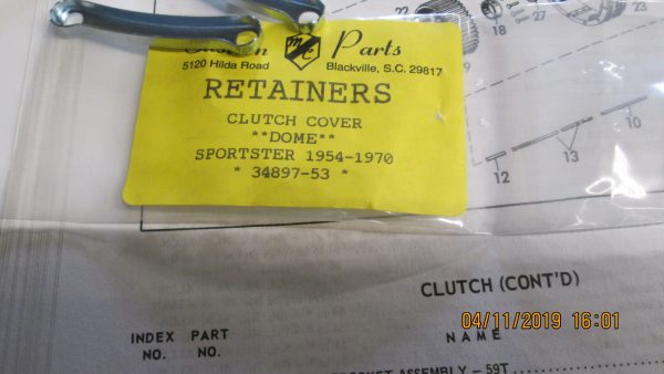 Harley Sportster Clutch Cover*Dome* Retainers 1954-70. P/N 34897-53 - Image 2