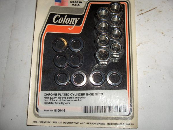 Harley 45 Flathead,Sportster Chrome Cylinder Base Nuts & Washers 1929-85 P/N 7804