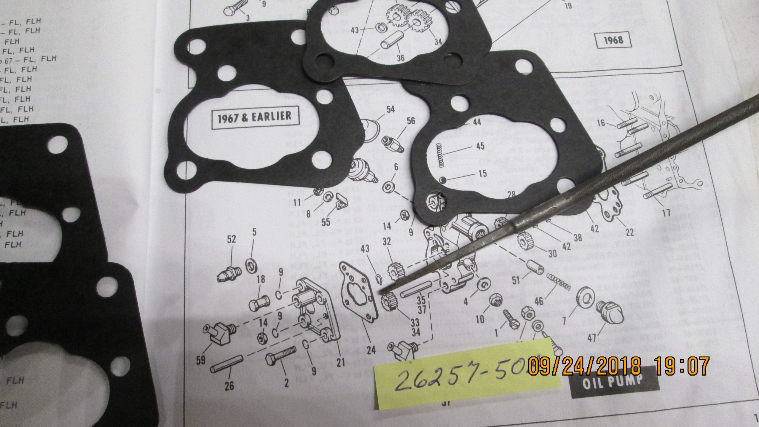 Harley Panhead,Shovelhead,Oil Pump Cover Gaskets 1950-67. P/N 26257-50A - Image 3