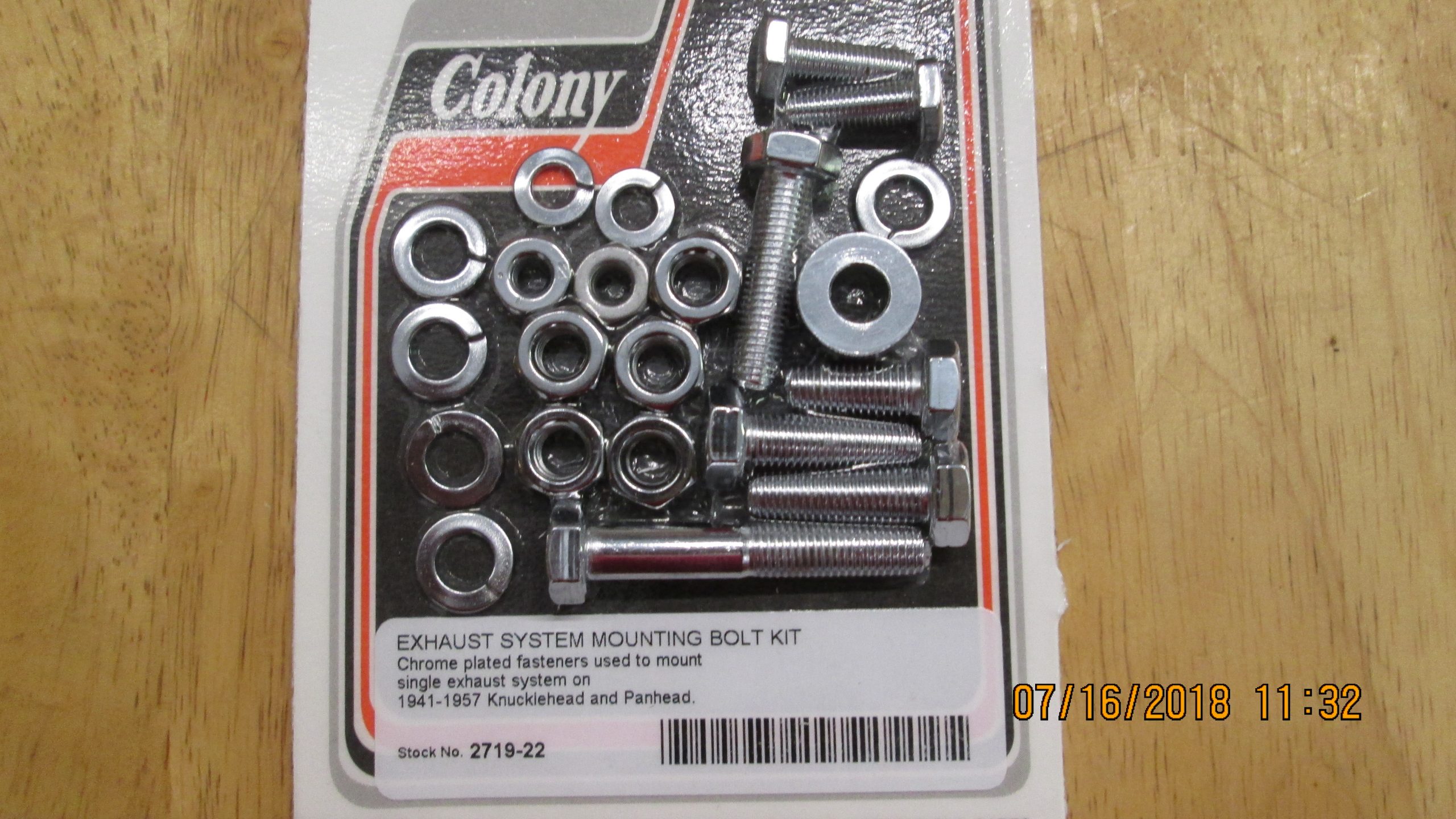 Harley Knuckle,Panhead Chrome Exhaust Mounting Bolt Kit..1941-57