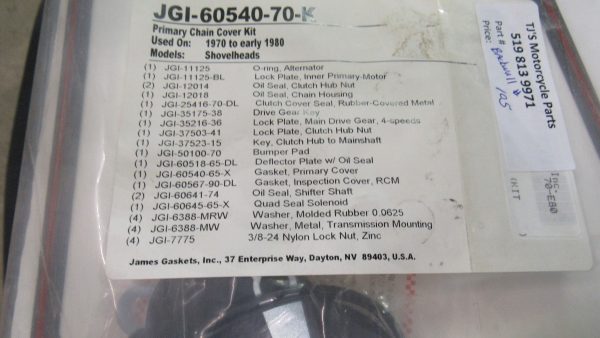 Harley Shovelhead Primary Cover Gasket Set and Seals*JAMES* 1970-E80. P/N 60540-70 - Image 2