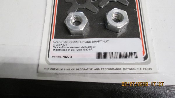 Harley Knucklehead,Panhead Cadnium Brake Shaft Nut and Lock Kit 1936- - Image 2