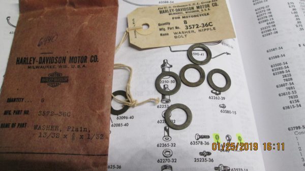 Harley 45 Flathead, Servi-car Motor Vent Line Bango Bolt Washers P/N 6440 - Image 2