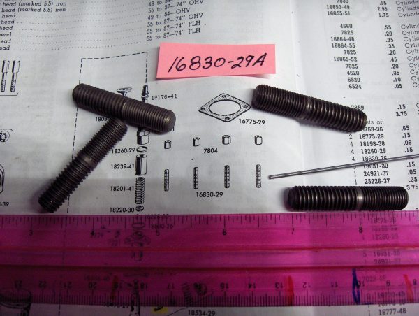 Harley 45 Flathead Solo, Servi-car Cylinder Base Studs.& Big Twin Transmission Studs 1929-73 P/N 16830-29A - Image 2
