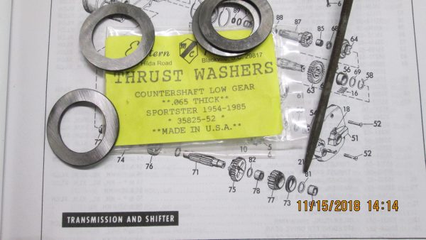 Harley Sportster Low Gear Countershaft Thrust Washer .065 P/N 35825-52