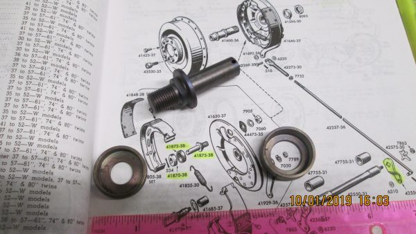 Harley Knuckle,Pan, Rear Backing Plate,Pivot Stud & Cups.1936-57