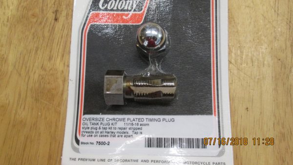 Harley Oversize Chrome Timing or Oil Tank Plug Kit with Tap.. * All Models**
