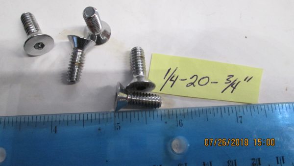 Chrome Plated Flathead Allen Screws 1/4-20 x 3/4"  *HARDWARE*