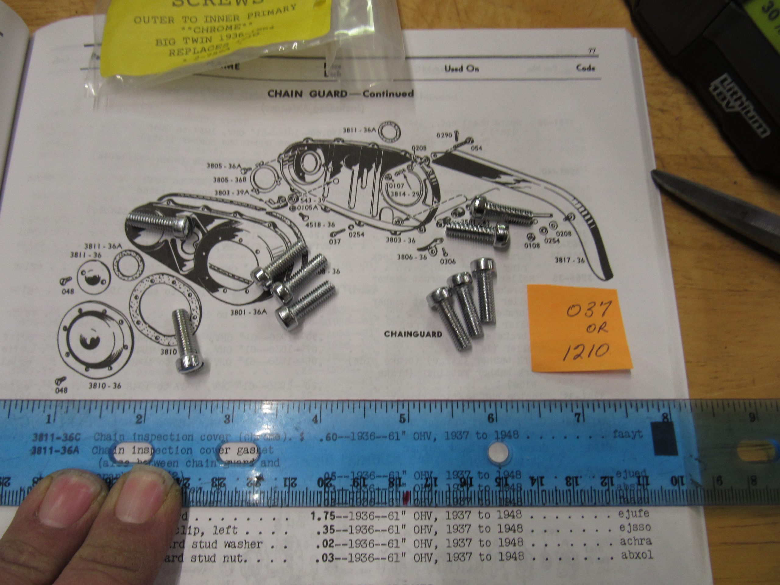 Harley Knucklehead,Panhead,Chrome Outer to Inner Primary Screws 1936-64 P/N 1210 or Old # 037 - Image 2