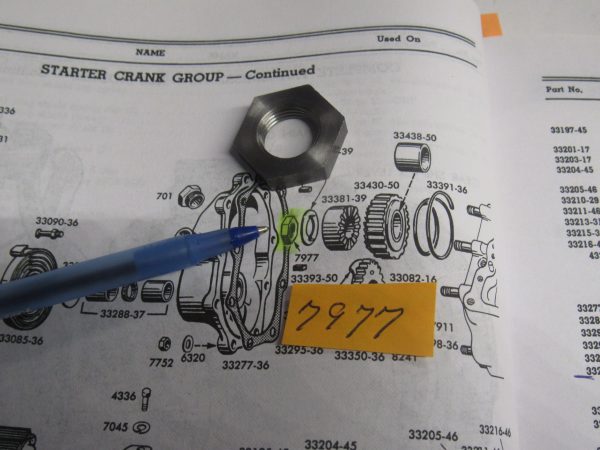 Harley Knucklehead,Panhead,Shovel Tranny Mainshaft Starter Clutch Nut.. 1941-84. P/N 7977