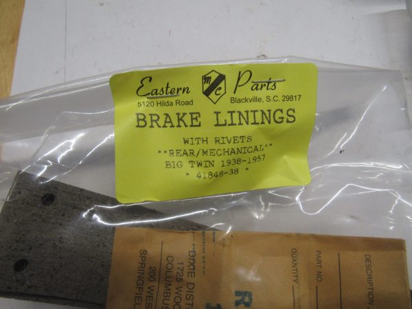 Harley Knuckle,Panhead Rear Brake Shoe Linings with Rivets 1938-57 P/N 41848-38 - Image 2