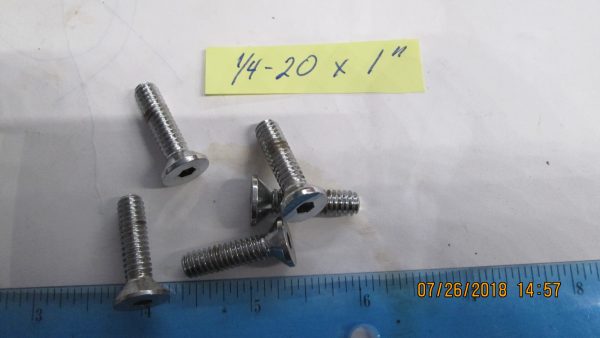 Chrome Plated Flathead Allen Screws 1/4-20 x 1"  *HARDWARE*