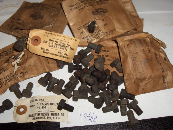 Harley Knucklehead,Panhead,Flathead CP Bolts 5/16"-24NFx1/2" Long "NOS" P/N 3953 - Image 2