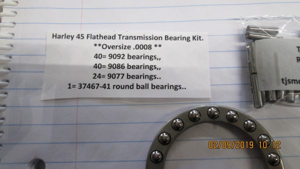 Harley 45 Flathead,WL,WLC,WLA,G Complete Tranny Bearing Set. *OVERSIZE.0008* - Image 2