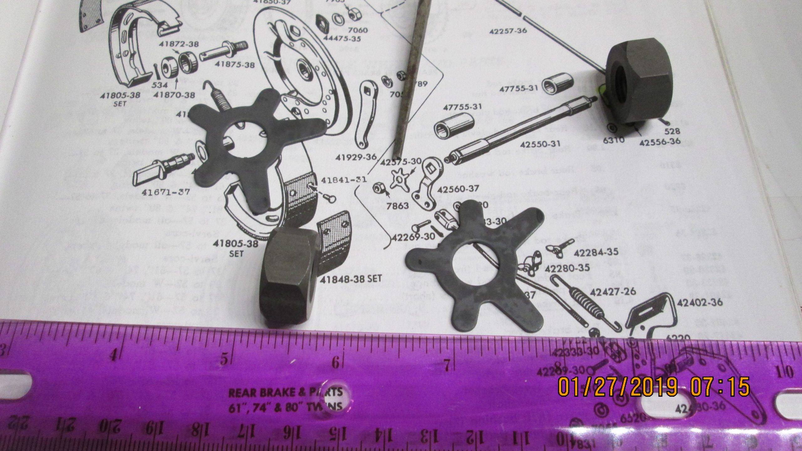 Harley Knucklehead,Panhead Parkerized Brake Shaft Nut and Lock Kit 1936-57. - Image 2