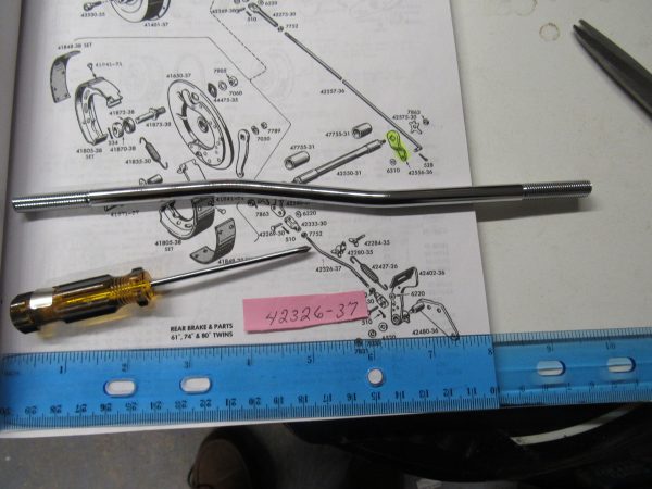 Harley Knucklehead,Pan Chrome Front Mechanical Brake Rod 1936-57 P/N 42326-37