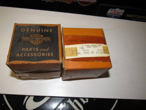 Harley 45 Flathead Solo and Servi-car Piston Set. ".005 Over" NOS 1929-73. P/N 22252-29