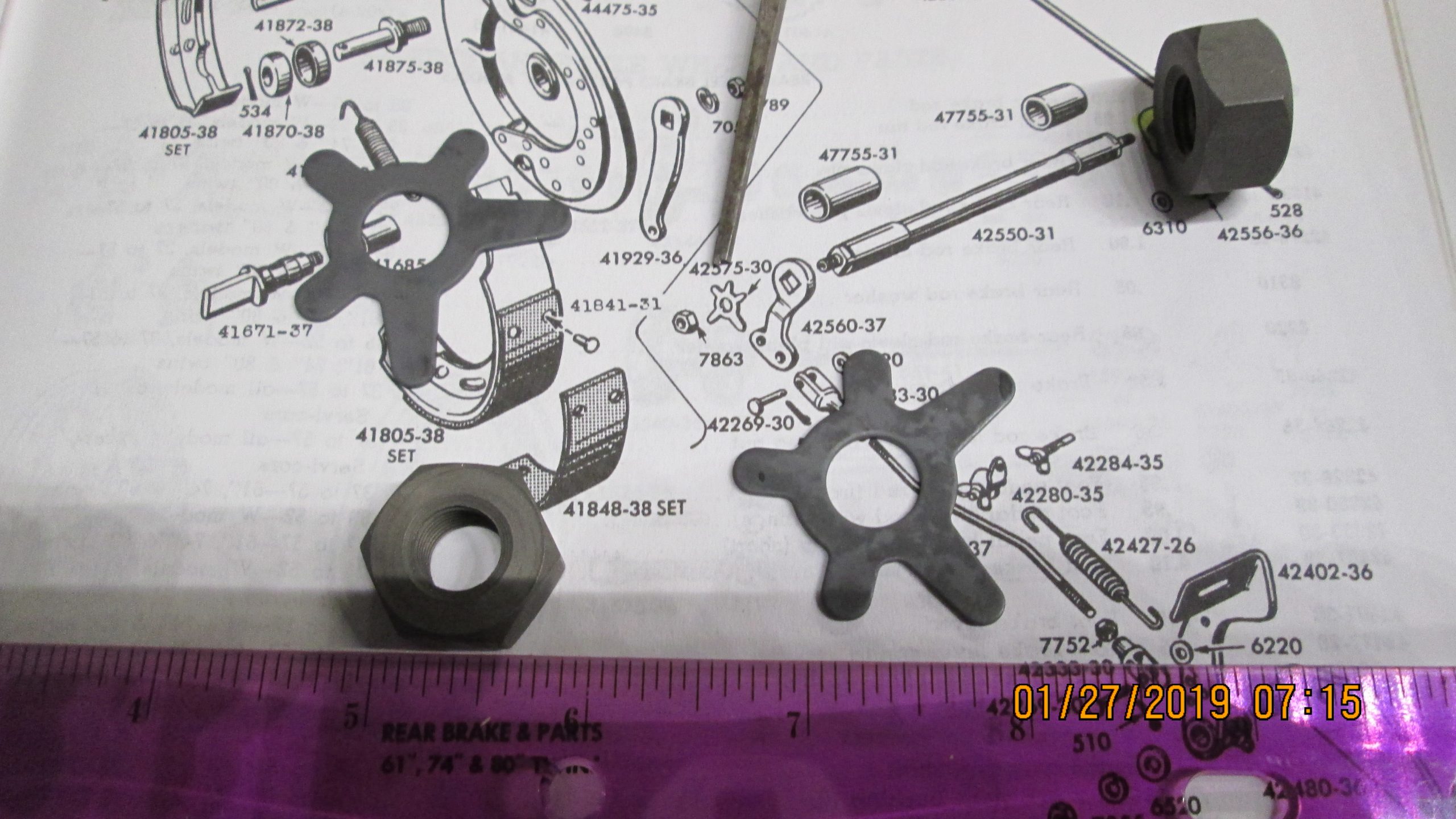 Harley Knucklehead,Panhead Parkerized Brake Shaft Nut and Lock Kit 1936-57. - Image 3
