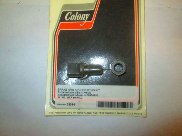 Harley 45 Flathead Solo Rear Brake Arm Anchor Stud Kit  1935-52. P/N 41716-35 - Image 2