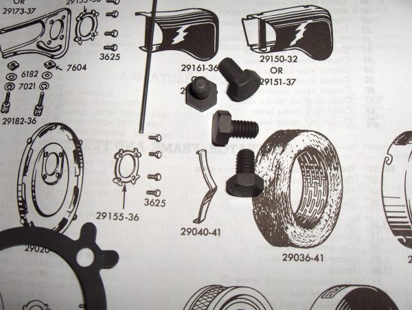 Harley Linkert Air Cleaner Mount Screws and Lock Tab  1936-55 - Image 2