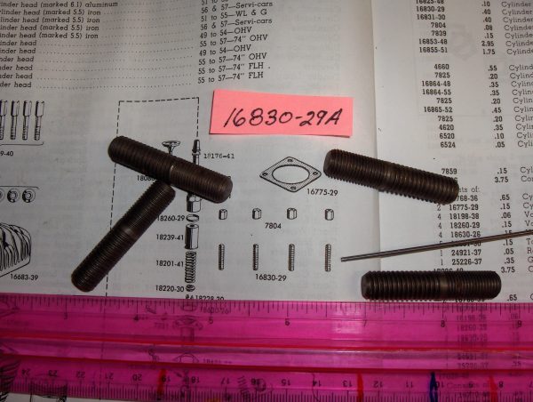 Harley 45 Flathead Solo, Servi-car Cylinder Base Studs.& Big Twin Transmission Studs 1929-73 P/N 16830-29A