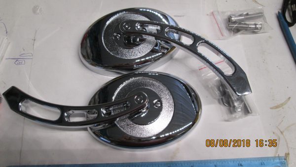 Universal Chrome Large Oval Style Mirrors with Curve Stems