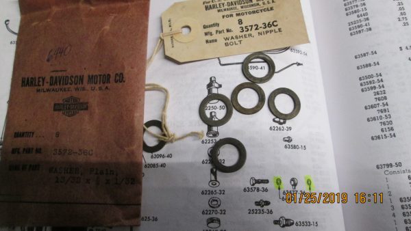 Harley 45 Flathead, Servi-car Motor Vent Line Bango Bolt Washers P/N 6440 - Image 3