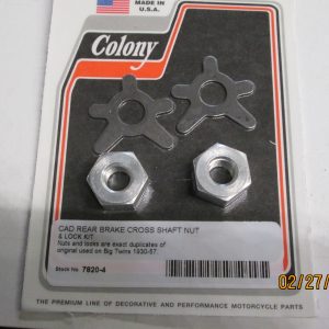 Harley Knucklehead,Panhead Cadnium Brake Shaft Nut and Lock Kit 1936-