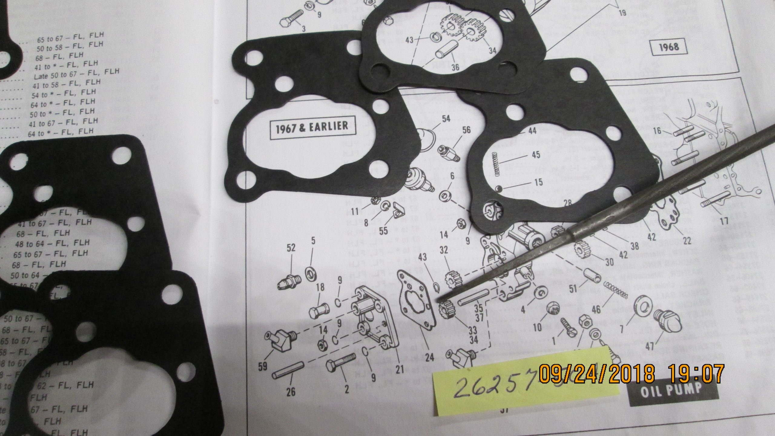 Harley Panhead,Shovelhead,Oil Pump Cover Gaskets 1950-67. P/N 26257-50A - Image 2