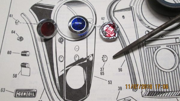 Harley Panhead,Shovelhead,Servi-car Three Light Dash Panel Lens Set 1962-67