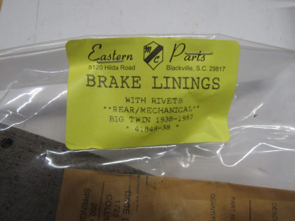 Harley Knuckle,Panhead Rear Brake Shoe Linings with Rivets 1938-57 P/N 41848-38 - Image 3
