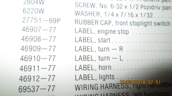 Harley Shovelhead,Sportster.Handlebar Control Box Decal Set.1972-81 - Image 5