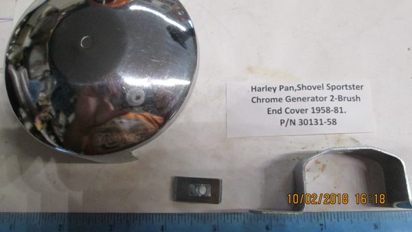 Harley Pan,Shovel,Sport, Chrome Generator 2-Brush End Cover 1958-81 P/N 30131-58