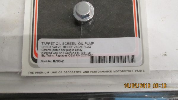 Harley Shovelhead,Evo Tappet Oil Screen Oil Pump Check Valve Plug *HEX HEAD* - Image 2
