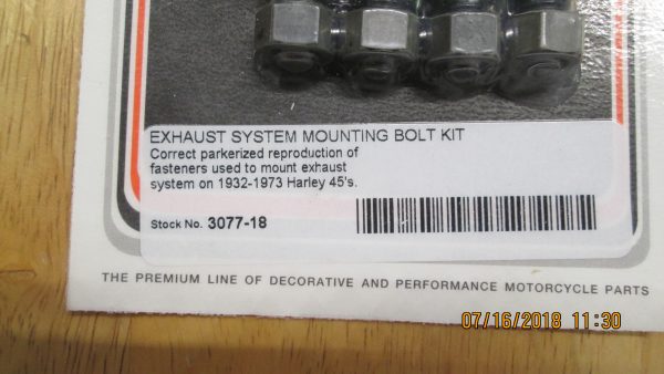 Harley 45 Flathead Solo & Servi-car Parkerized Exhaust Mounting Bolt Kit 1932-73 - Image 2