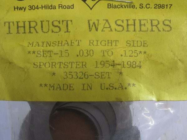 Harley Sportster Tranny Mainshaft Right Side Thrust Washer Set..1954-84. P/N 35326-SET
