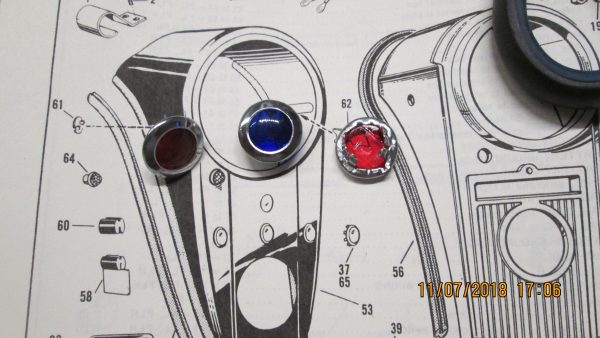 Harley Panhead,Shovelhead,Servi-car Three Light Dash Panel Lens Set 1962-67 - Image 2