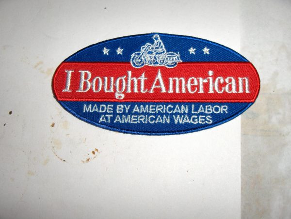 Harley,Indian,Custom,Vintage Style * I Bought American* Motorcycle Jacket Patch.