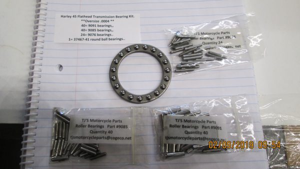 Harley 45 Flathead,WL,WLC,WLA,G Complete Tranny Bearing Set. *OVERSIZE .0004* - Image 2