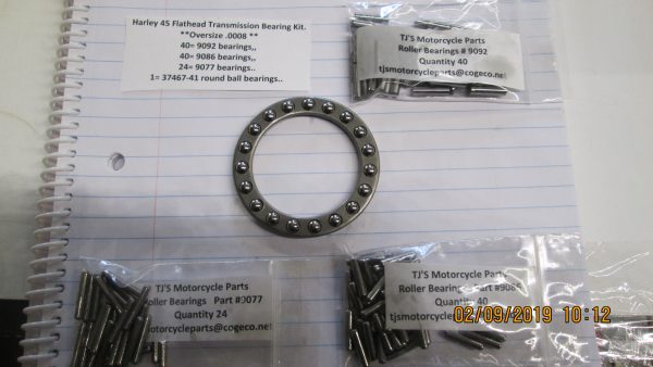Harley 45 Flathead,WL,WLC,WLA,G Complete Tranny Bearing Set. *OVERSIZE.0008*